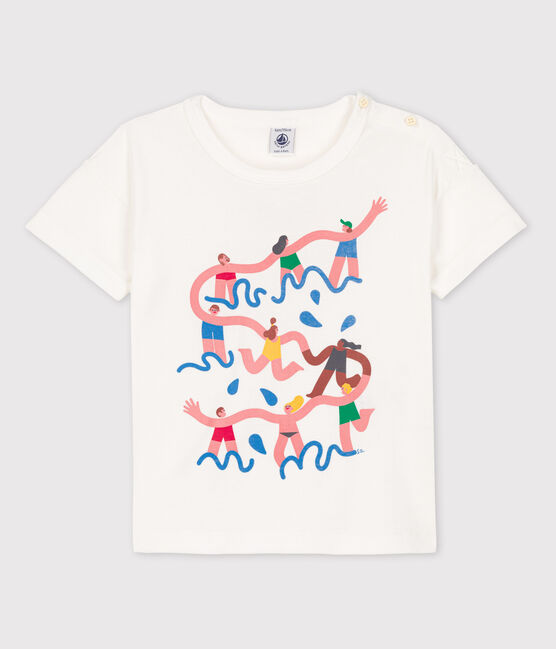 T-shirt bambino Petit Bateau x Water Family bianco MARSHMALLOW