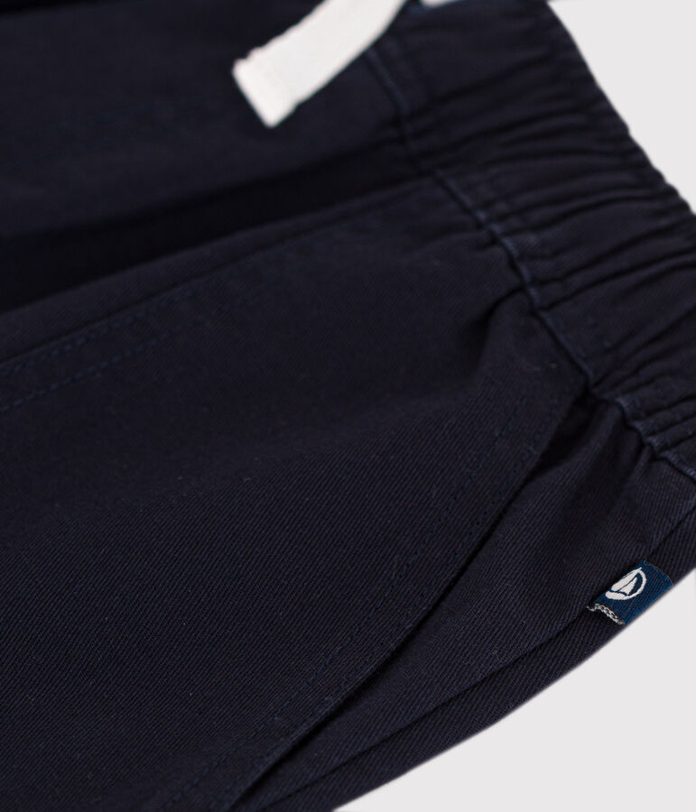 Shorts in twill di cotone e lino bambino blu SMOKING