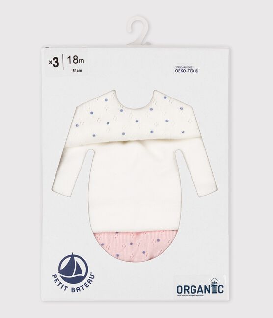 Confezione da 3 body manica lunga a pois bebè femmina in cotone biologico variante 1
