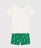 Pigiama corto bianco a stelle unisex a costine bianco MARSHMALLOW/verde GAZON