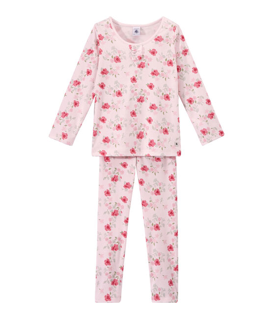 Pigiama bambina con stampa floreale rosa VIENNE/bianco MULTICO