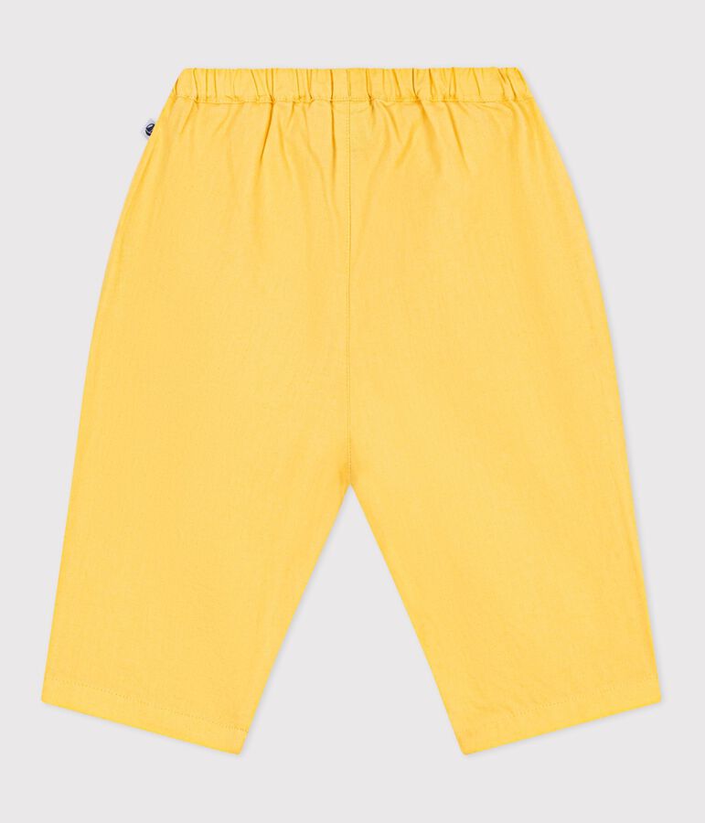 Pantaloni in cotone/lino tinta unita neonato giallo