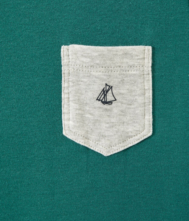 T-shirt bambino con tasca sul petto verde Olivier