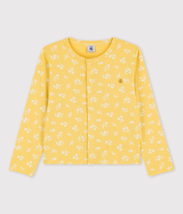 Cardigan stampa in cotone bambina giallo/bianco