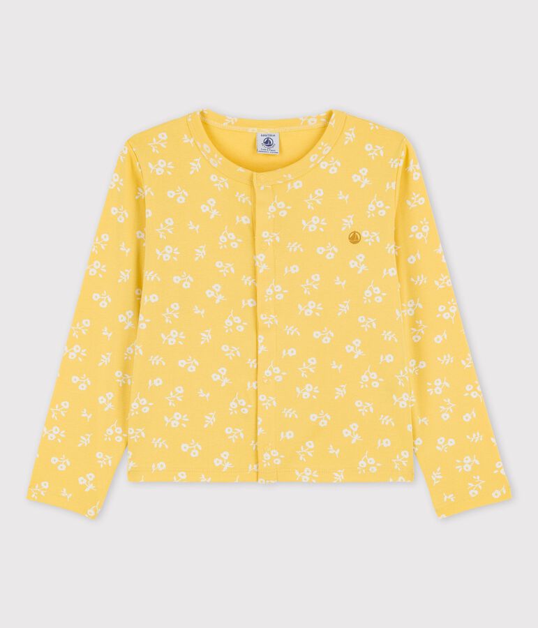Cardigan stampa in cotone bambina giallo/bianco