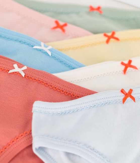 Confezione da 7 slip a tinta unita bambina in cotone biologico variante 1