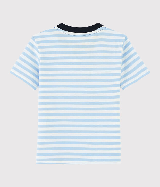 T-shirt maniche corte in jersey bambino blu/bianco