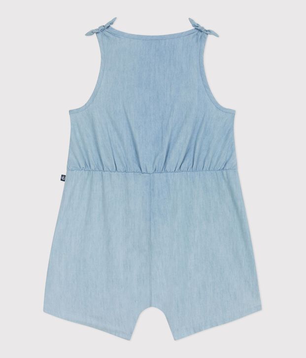 Tutina corta in chambray neonata blu