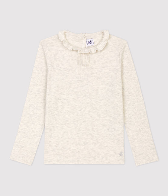 T-shirt bambina a maniche lunghe in cotone beige MONTELIMAR CHINE