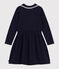 Abito a maniche lunghe in cotone bambina blu SMOKING