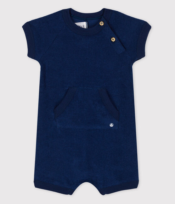 Tutina corta bebè in spugna bouclette blu MEDIEVAL