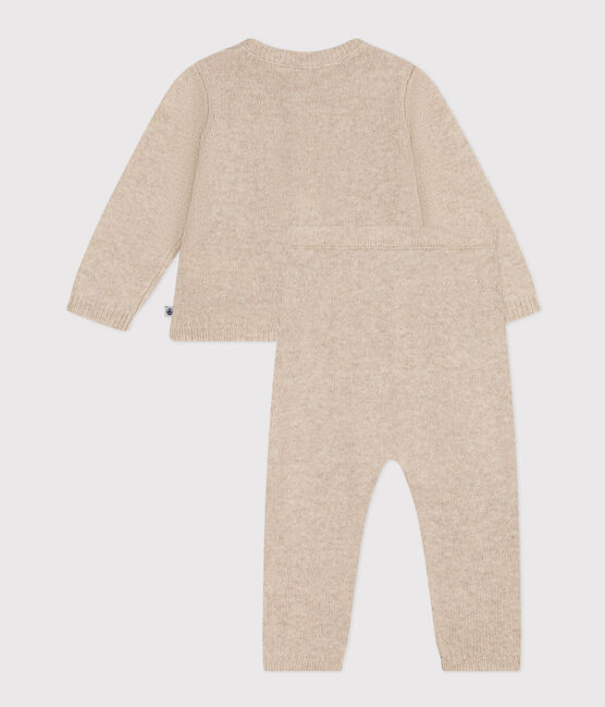 Completo in tricot jacquard per bebè beige MONTELIMAR/bianco MULTICO