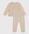 Completo in tricot jacquard per bebè beige MONTELIMAR/bianco MULTICO