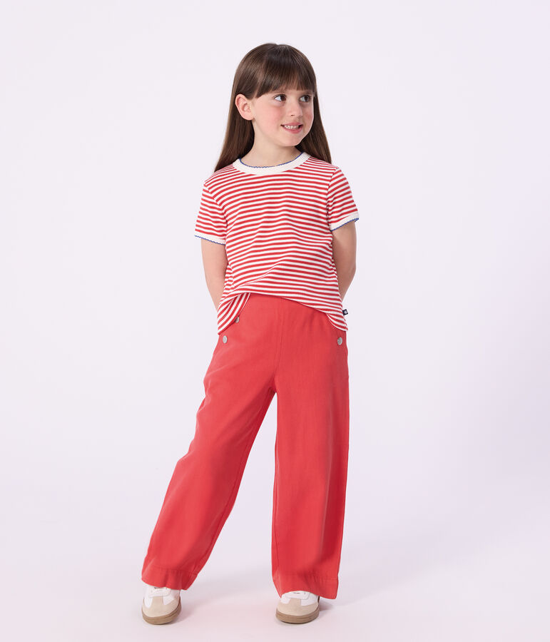 T-shirt a maniche corte in cotone a righe bambino rosso/bianco
