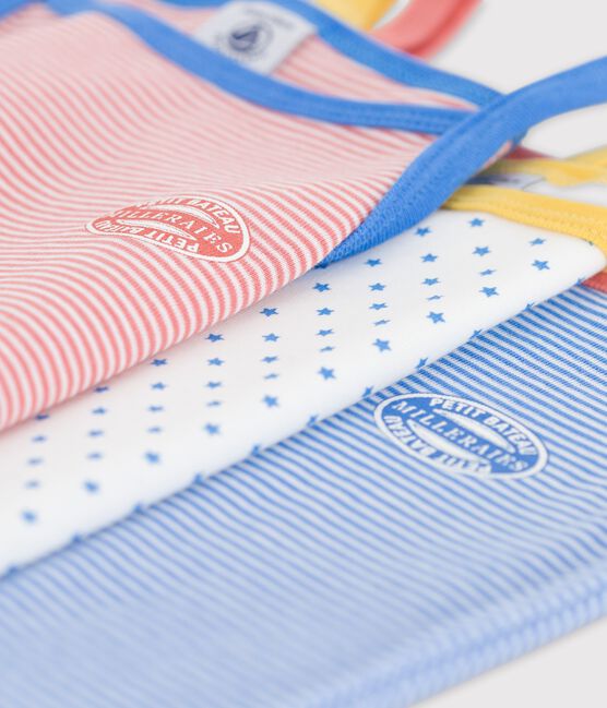 Confezione da 3 canottiere con spalline millerighe bambina in cotone biologico variante 1