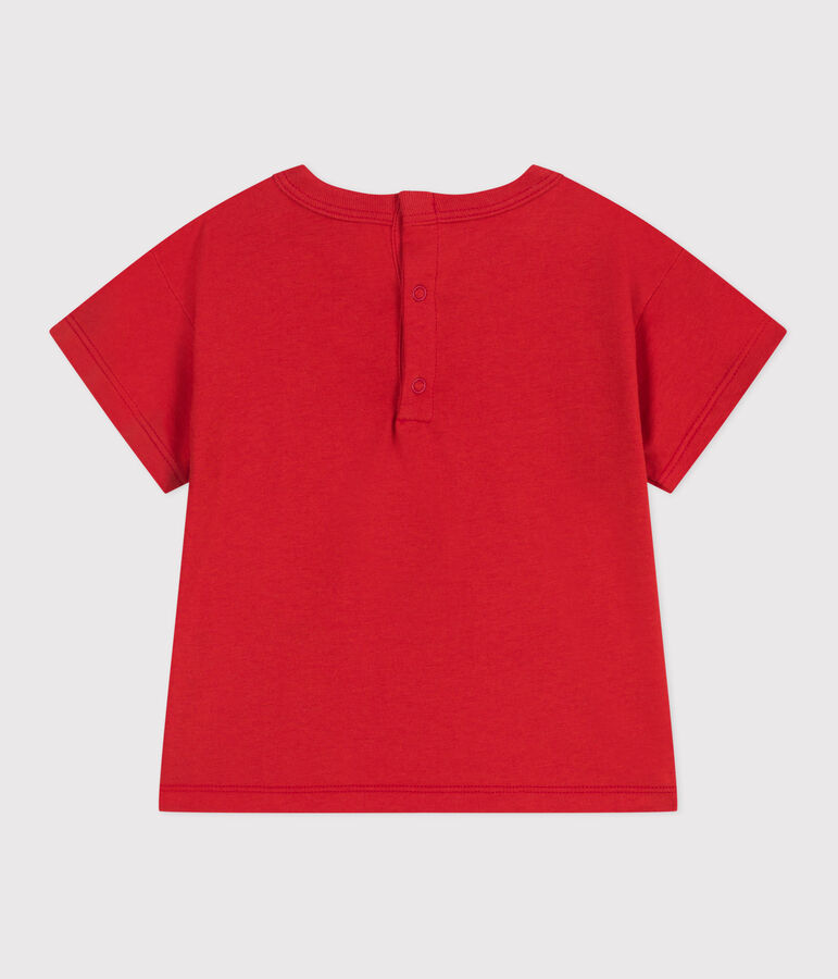 T-shirt a maniche corte in cotone tinta unita neonato rosso
