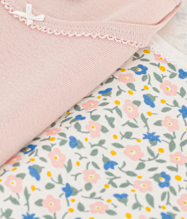 Confezione da 2 t-shirt bambina a maniche corte in cotone a fiori multicolore