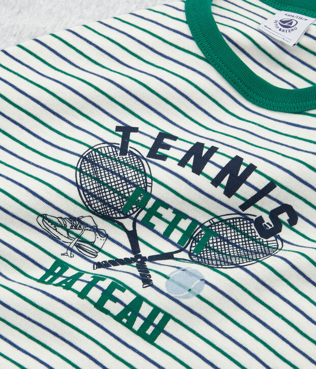 Pigiama manica corta bambino a costine bianco/multicolore