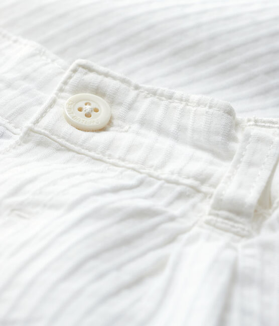 Pantaloni da cerimonia a righe in popeline da bebè maschio bianco MARSHMALLOW