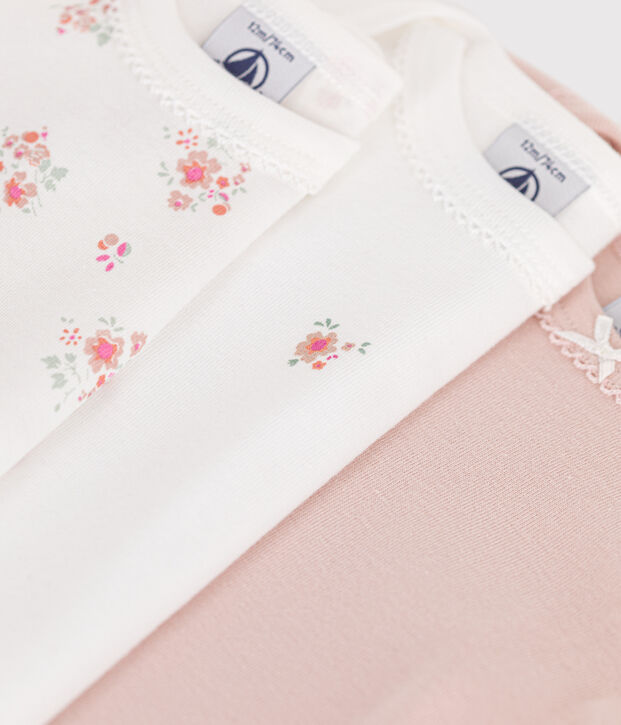 Set di 3 body a maniche lunghe in cotone a fiori neonato multicolore