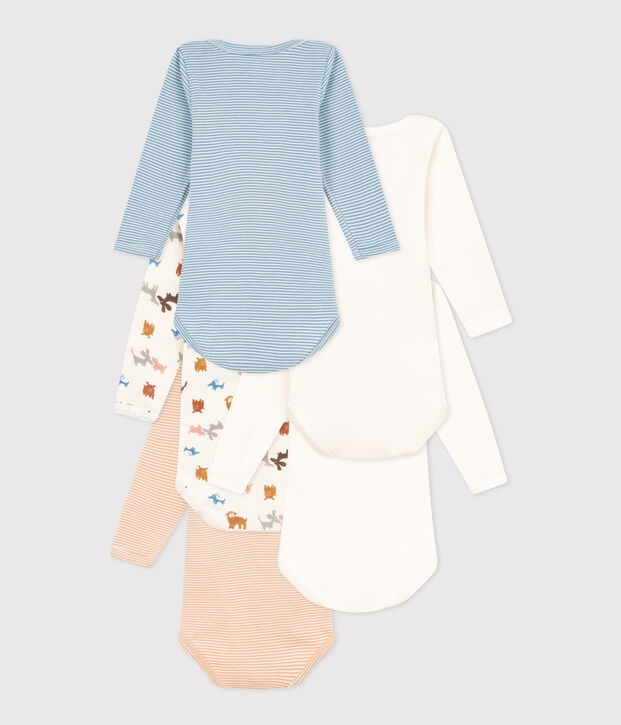 Confezione da 5 body a maniche lunghe motivo cagnolini in cotone multicolore