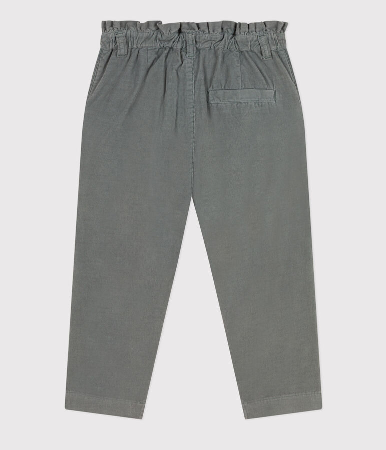 Pantaloni dritti in velluto fine bambina verde THUYA