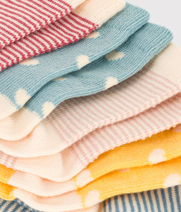 Set di 5 paia di calzini beb&egrave; in jersey di cotone a cuori multicolore