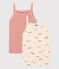 Set di 2 canottiere con spalline bambina in cotone con animali variante 1