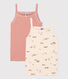 Set di 2 canottiere con spalline bambina in cotone con animali