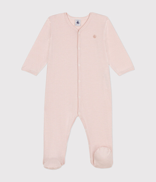 Pigiama in cotone neonato rosa/bianco