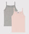 Confezione da 2 canottiere con spalline bambina in cotone traforato variante 1