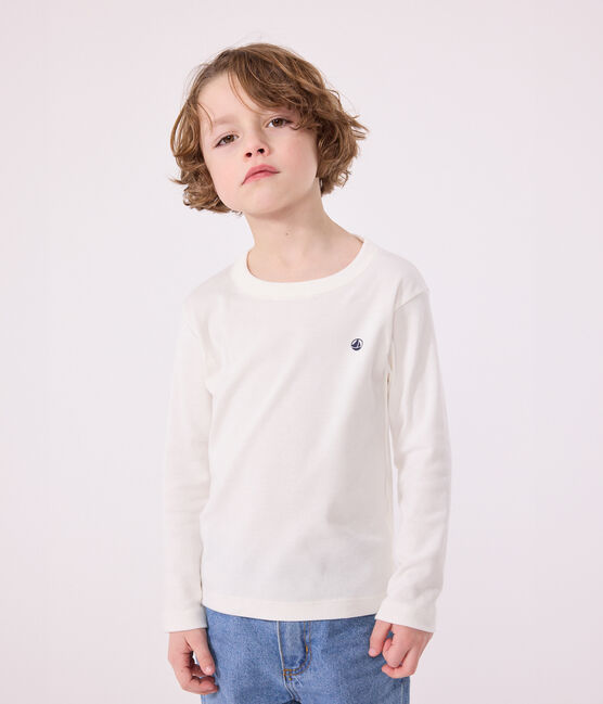 T-shirt a maniche lunghe a costine bambina/bambino bianco MARSHMALLOW