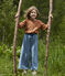 Pantaloni in velluto fine bambina blu POLOCHON