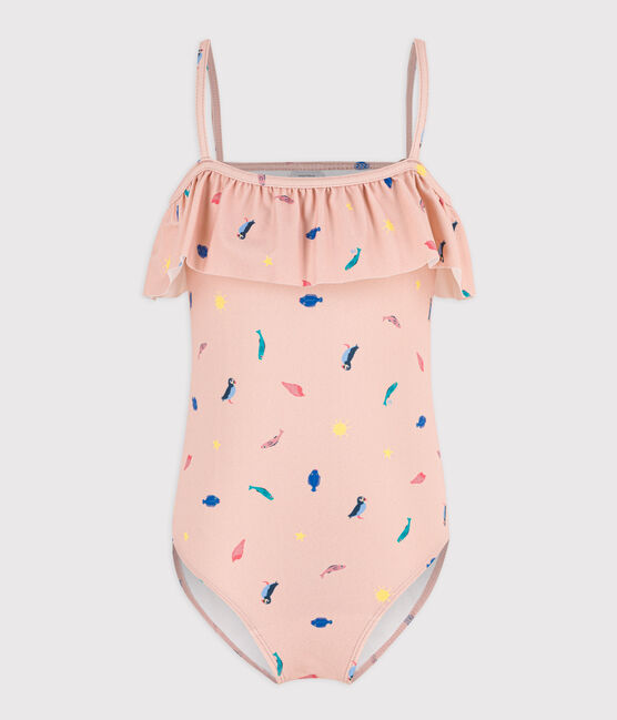 Costume da bagno intero con stampa bambina rosa SALINE/bianco MULTICO