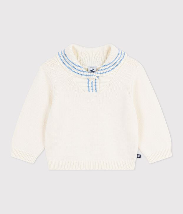 Cardigan neonato in cotone con scollo a scialle a righe MILK