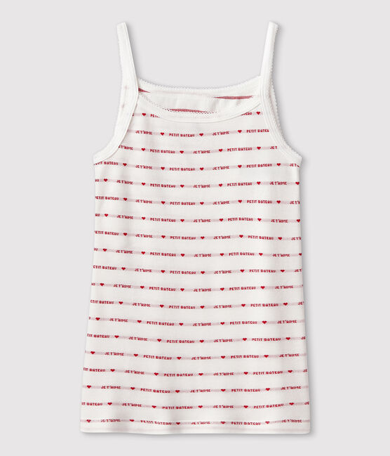 Canottiera con spalline in cotone Donna bianco MARSHMALLOW/rosso TERKUIT