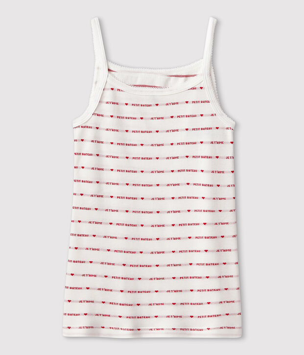 Canottiera con spalline in cotone Donna bianco/rosso