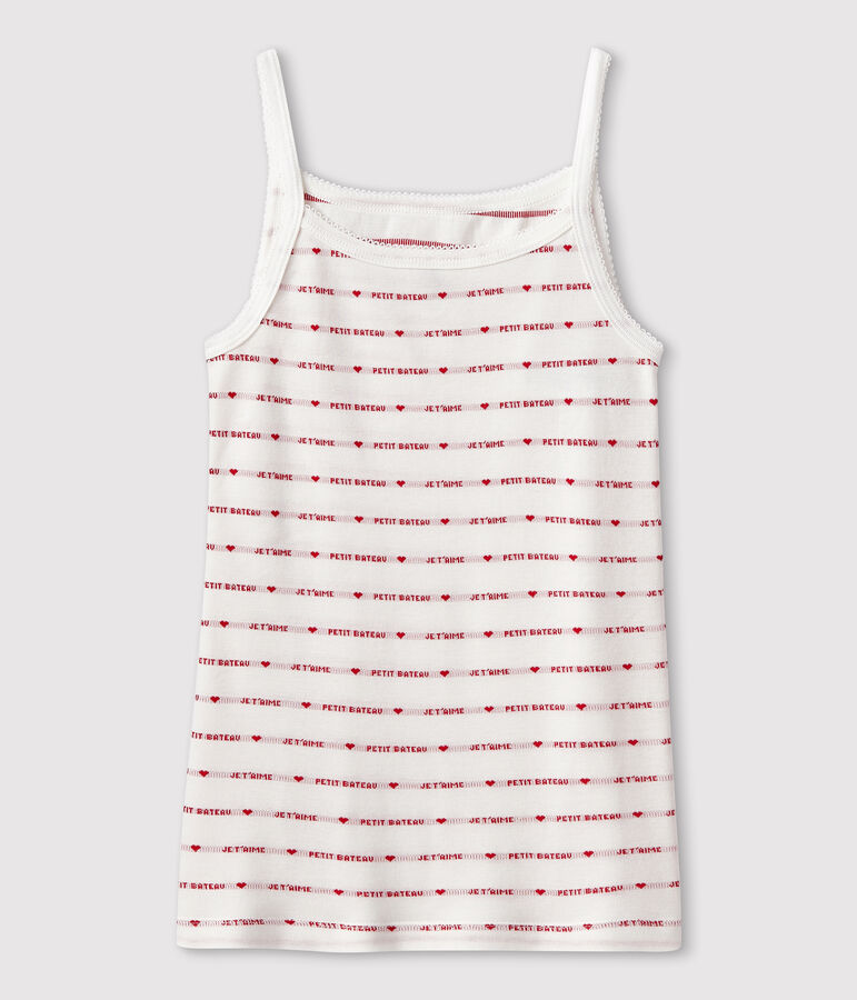 Canottiera con spalline in cotone Donna bianco/rosso