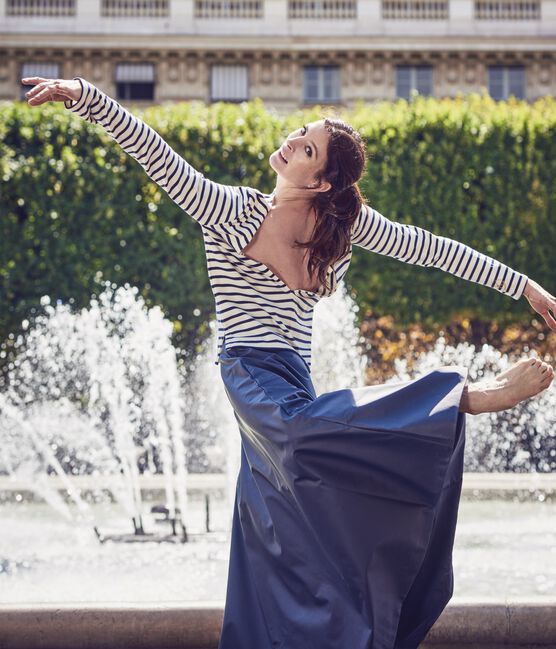 Gonna lunga donna. Petit bateau x Marie-Agnès Gillot blu SMOKING