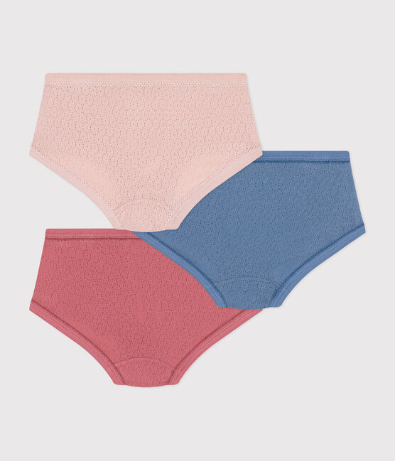 Set di 3 slip a vita alta tinta unita in cotone traforato bambino variante 1