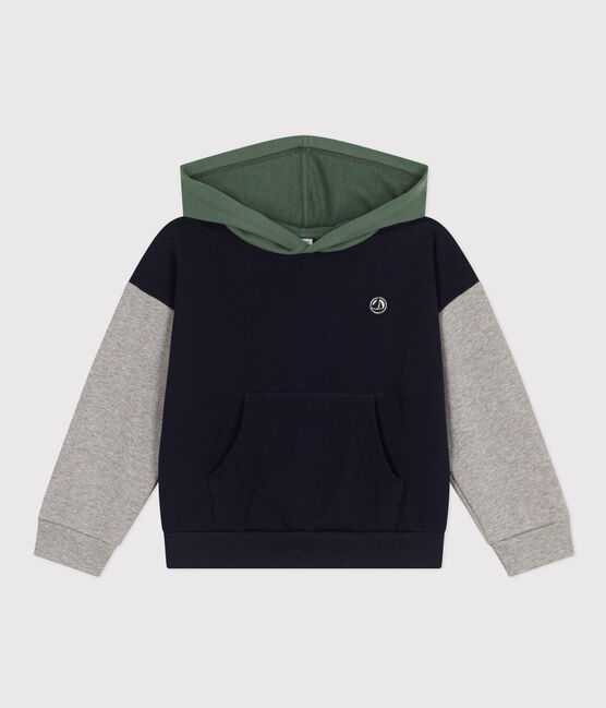 Felpa bambino con cappuccio in molleton blu SMOKING/bianco MULTICO