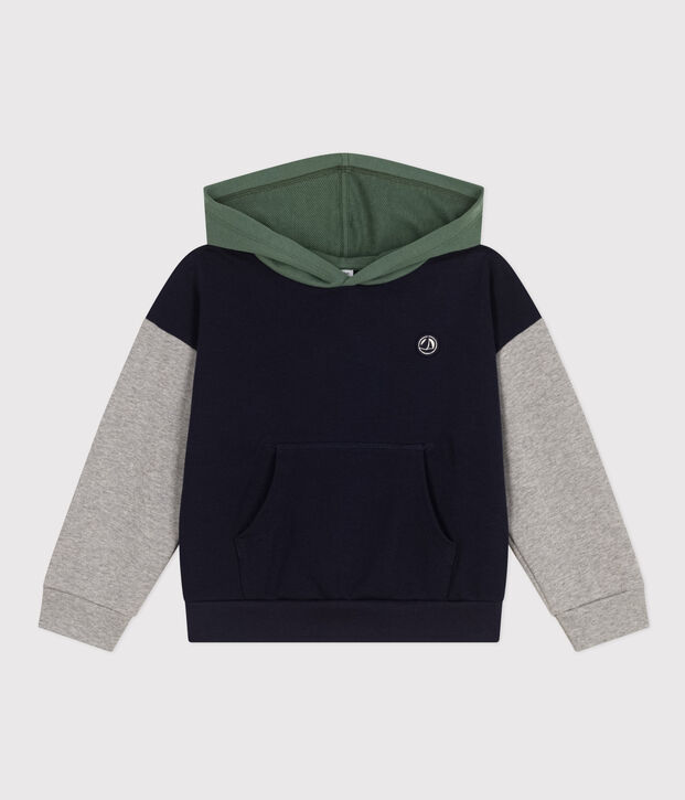 Felpa bambino con cappuccio in molleton blu/multicolore