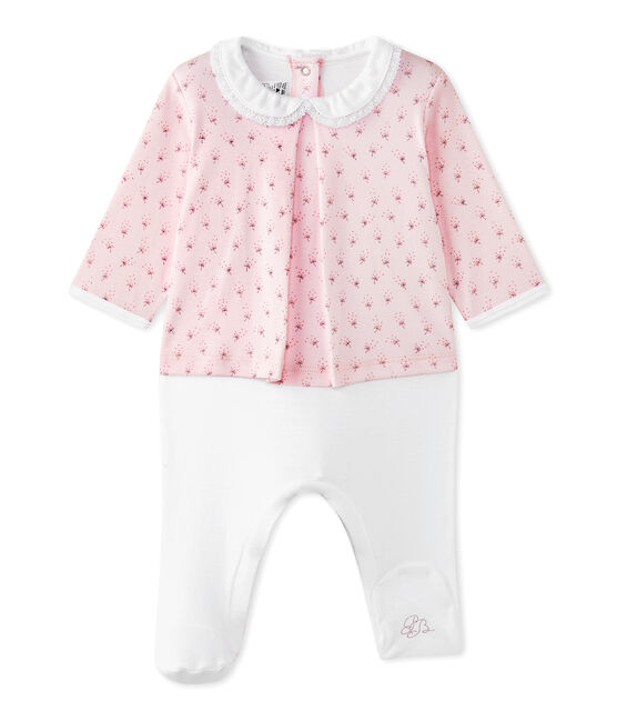 Tutina per bebé femmina doppio tessuto rosa VIENNE/bianco MULTICO