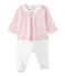 Tutina per bebé femmina doppio tessuto rosa VIENNE/bianco MULTICO