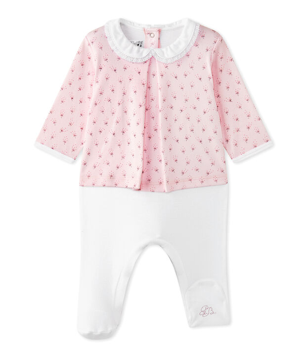 Tutina per beb&eacute; femmina doppio tessuto rosa/multicolore