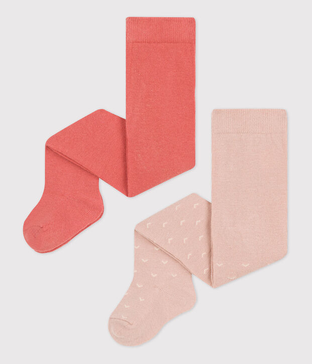 Confezione da 2 paia di collant in jersey per neonati multicolore