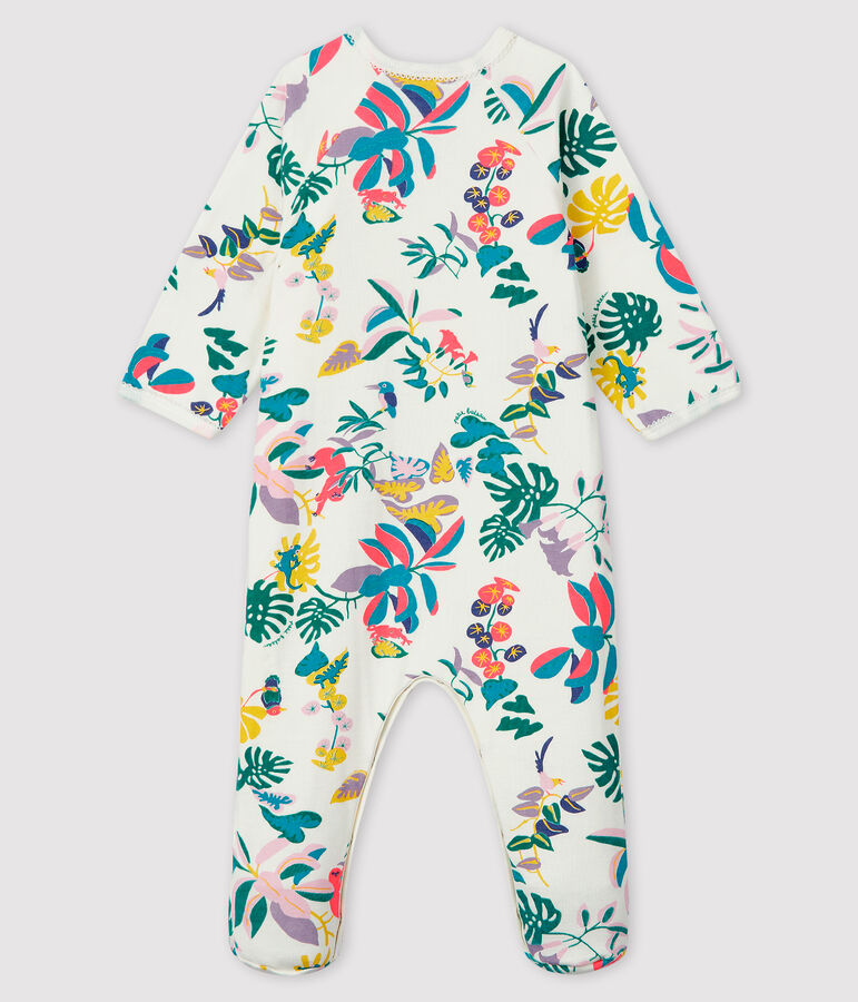 Tutina con cerniera beb&eacute; femmina in tubique bianco/multicolore