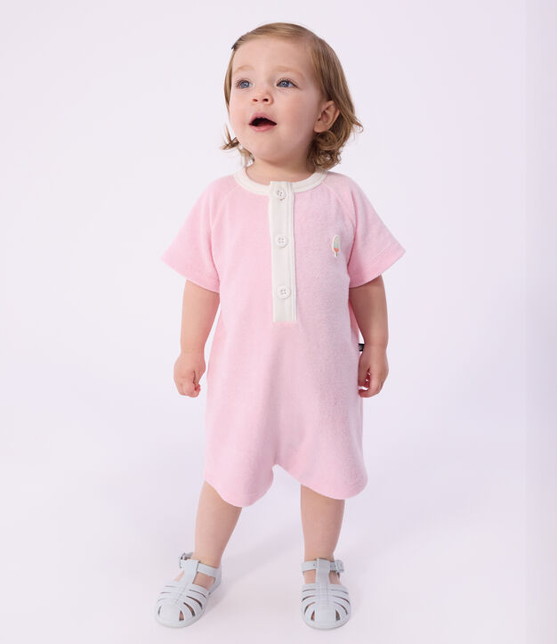 Tutina corta in cotone tinta unita neonato MARQUISE