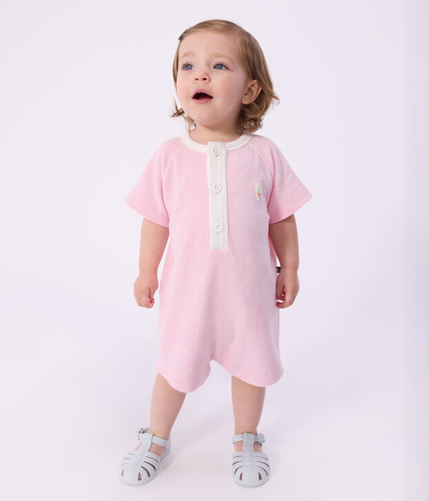 Tutina corta in cotone tinta unita neonato MARQUISE