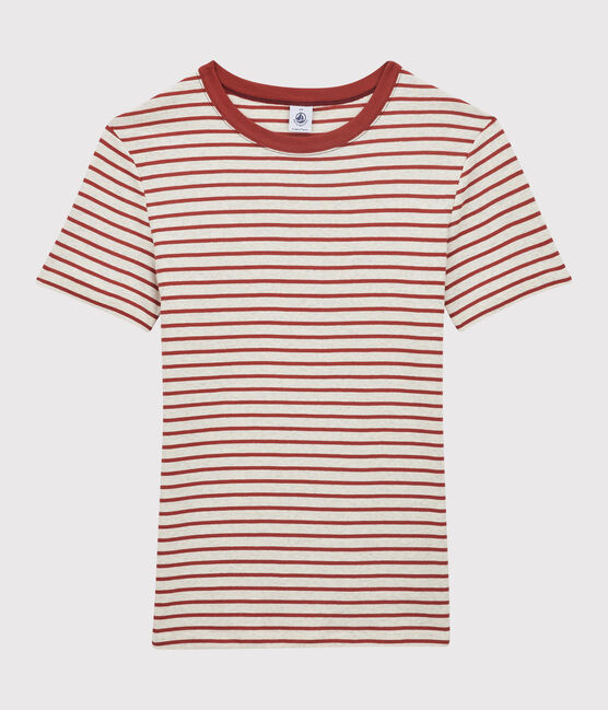 T-shirt L'ICONIQUE girocollo in cotone bio donna beige MONTELIMAR/ OMBRIE